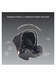 TEKNUM Stroll - 1 Travel System With Teknum Stroll, 0 - 4 Years, Upto 22Kg - Black  - Image 4
