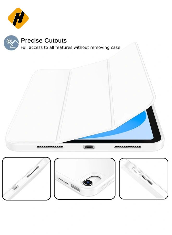 HuHa New iPad 10.9 Inch Case 2022 (10th Gen) - Smart Trifold Stand Case with Pencil Holder, Soft TPU Back, Auto Wake/Sleep - White - Image 4