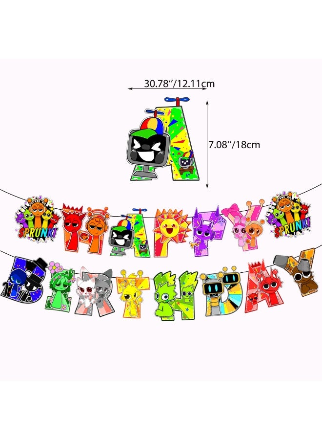 Party Cartoon Character Happy Birthday Party Decoration Set with Banner, Balloons, Cake & Cupcake Toppers - Image 3