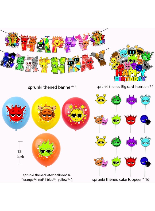 Party Cartoon Character Happy Birthday Party Decoration Set with Banner, Balloons, Cake & Cupcake Toppers - Image 2