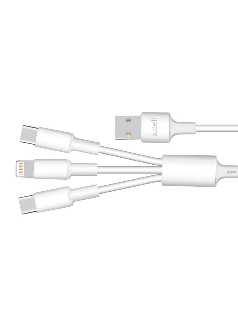 Xcell كابل شحن سريع Xcell بطول 1.5 متر | سعة طاقة 3A | طلاء عازل مقاوم للحرارة | تصميم قوي مدمج | توافق عالمي مع iPhone 15 وSamsung وiPad وMacBook وLaptops – أبيض - Image 3