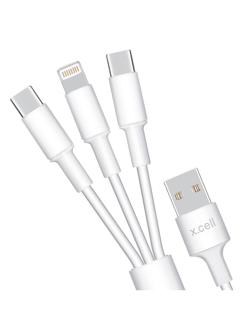 Xcell كابل شحن سريع Xcell بطول 1.5 متر | سعة طاقة 3A | طلاء عازل مقاوم للحرارة | تصميم قوي مدمج | توافق عالمي مع iPhone 15 وSamsung وiPad وMacBook وLaptops – أبيض - Image 2