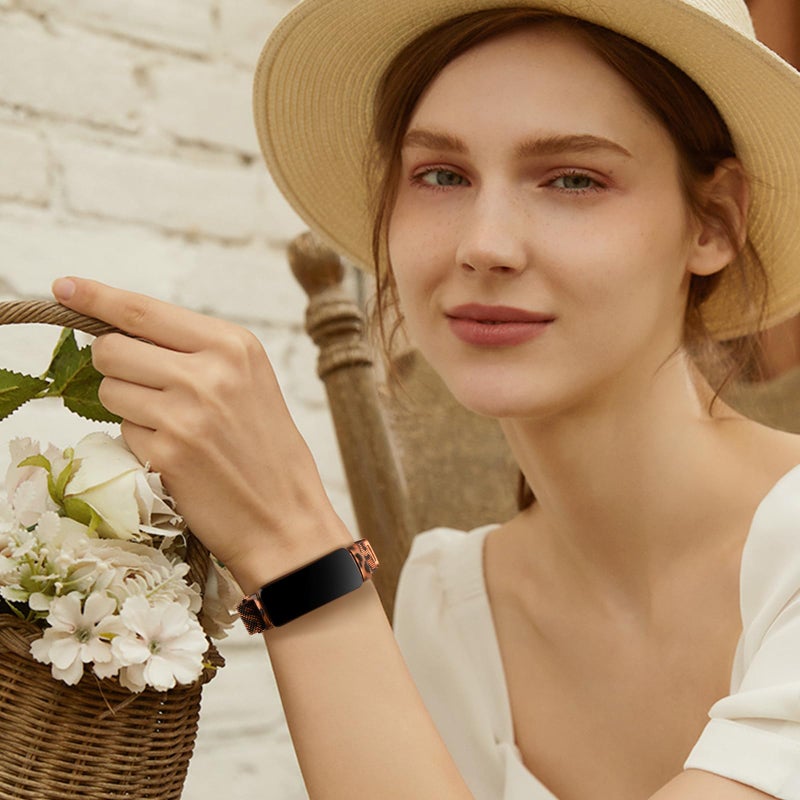 Vanjua for Fitbit Inspire 3 Bands Women Men, Stainless Steel Metal Mesh Loop Adjustable Magnetic Wristband Replacement Straps Compatible with Fitbit Inspire 3 Fitness Tracker (Leopard) - Image 5