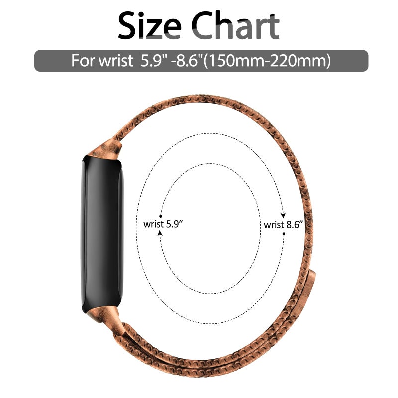 Vanjua for Fitbit Inspire 3 Bands Women Men, Stainless Steel Metal Mesh Loop Adjustable Magnetic Wristband Replacement Straps Compatible with Fitbit Inspire 3 Fitness Tracker (Leopard) - Image 4