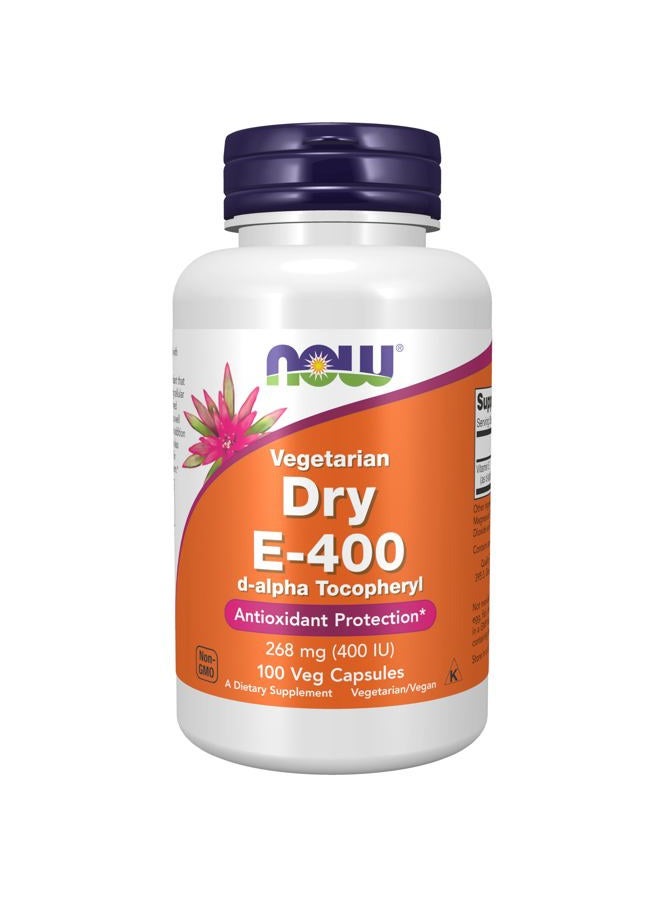 now Supplements, Vitamin E-400 IU D-Alpha Tocopheryl, Dry, Antioxidant Protection*, 100 Veg Capsules  - Image 1