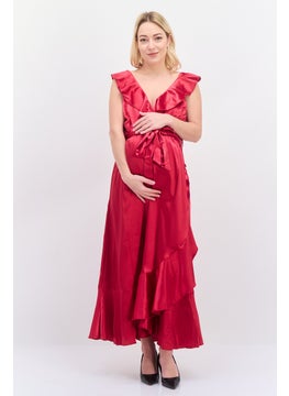 Maternity Textured Maxi Dress, Maroon