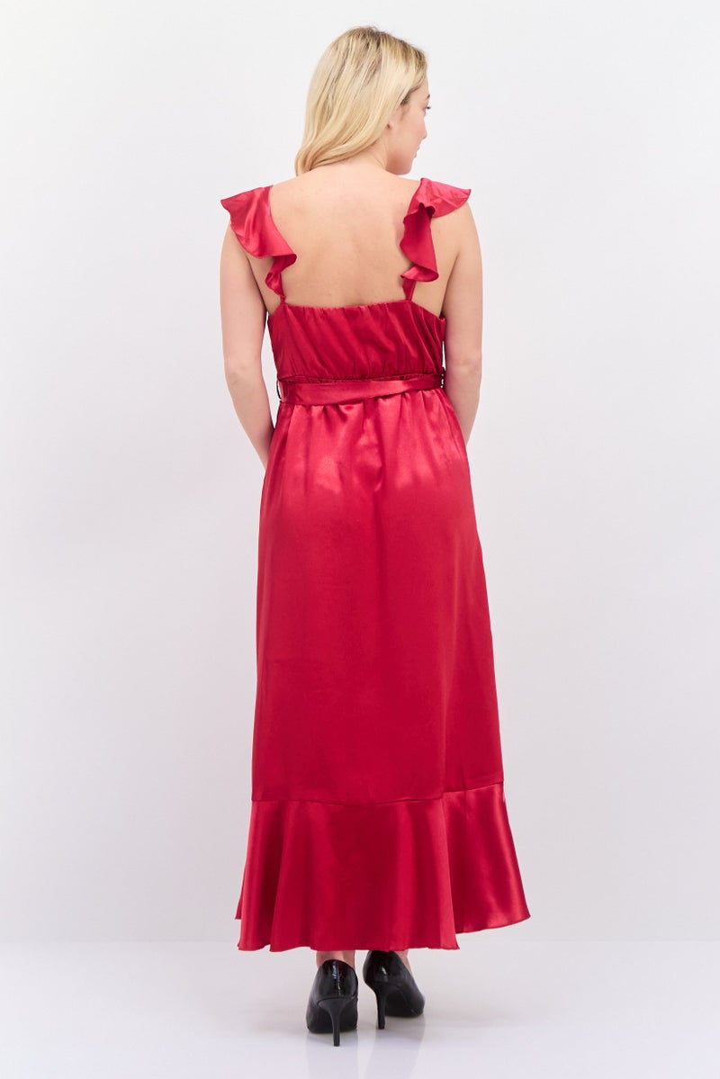 Little Mistress Maternity Textured Maxi Dress, Maroon - Image 4