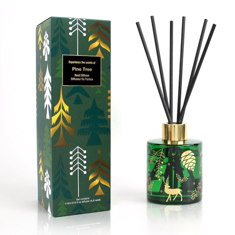 Reed Diffuser Set Pine Needle Scented8 Scent Diffuser Sticks with Christmas Bottle DesignHome Decor Bedroom Living Room Bathroom Office