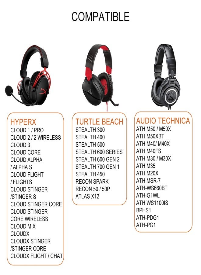 G GVOEARS وسادات أذن بديلة مُحسّنة مزودة بجل تبريد لسماعات HyperX Cloud/Alpha و Turtle Beach Stealth 400/600 و Audio Technica M50X/M40X وغيرها - وسادات أذن مصنوعة من إسفنج ميموري فوم، ذات سماكة إضافية، توفر تبريدًا ونعومة فائقة. - Image 2