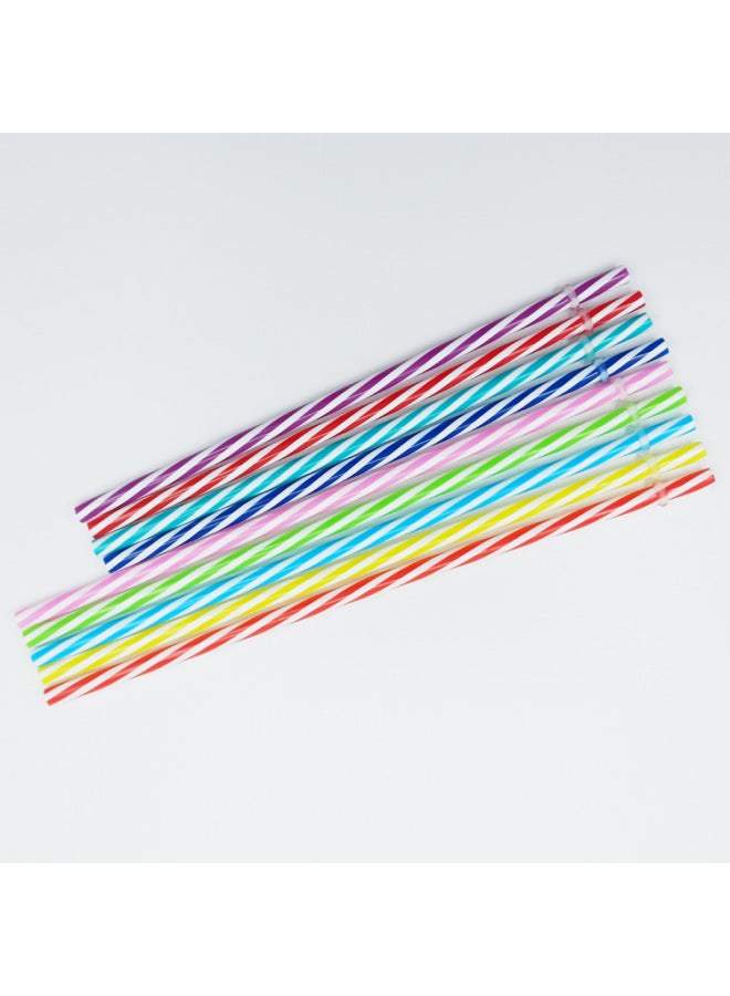 Colorful Pp Plastic Straws Ring Screw Thread Design Hardened Drinking Straws For Beverages-Color:22cm Stainless Steel Suction Pipe Brush  - Image 5