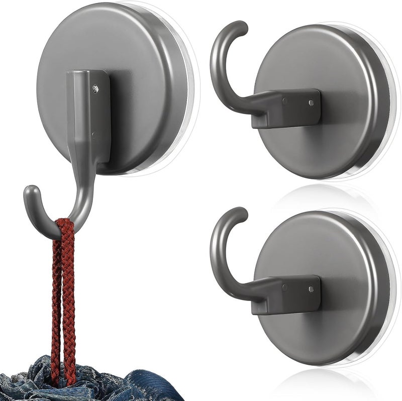 IMIKEYA 3pcs Suction Cup Wall Hooks Gunmetal Plastic Vacuum Towel Hooks No Drilling Removable Bathroom and Shower Organizer for Tile and Glass Surfaces - Image 1