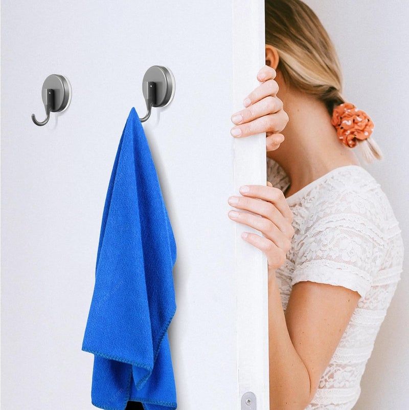 IMIKEYA 3pcs Suction Cup Wall Hooks Gunmetal Plastic Vacuum Towel Hooks No Drilling Removable Bathroom and Shower Organizer for Tile and Glass Surfaces - Image 4