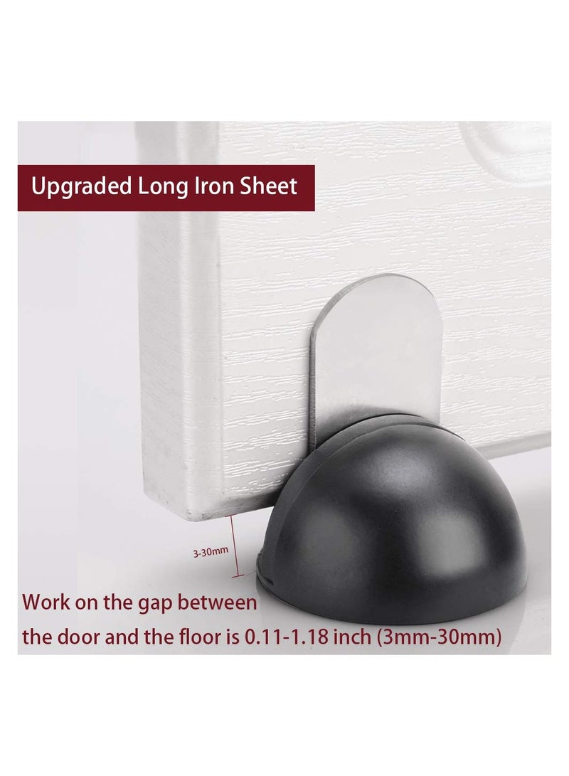 Zikra Magnetic Door Stops Floor Mounted, Strong Magnetic Self Adhesive Magnetic Door Stopper Stainless Steel Door Holder Soft Close Door Magnet Heavy Duty Black Rubber (2 Pack) - Image 2