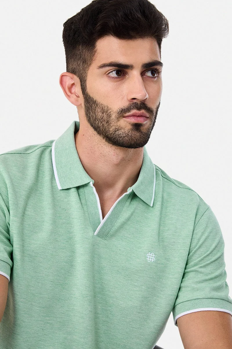 SNITCH Constrast Tipping Pique Polo T-Shirt