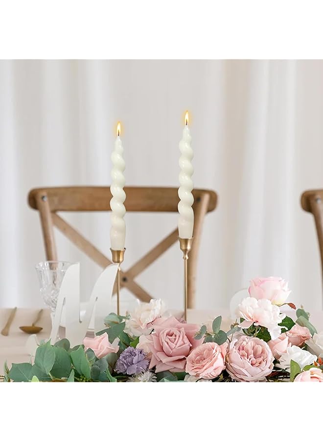 إيروريكس 2 قطعة من الشموع الملولبة عديمة الدخان والرائحة، شمعة ملتوية طويلة القطب، بيضاء كريمية اللون، غير لاذعة، حامل شموع ملتوي، ديكور حفلات الزفاف، هدايا إبداعية، ديكور عصري - Image 5