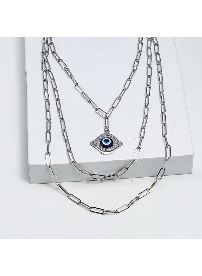 FLUFFY Eye Multiline Necklaces Of Fluffy Women's Accessories-Silver  - Image 1