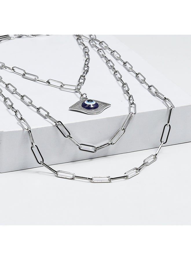 FLUFFY Eye Multiline Necklaces Of Fluffy Women's Accessories-Silver  - Image 2