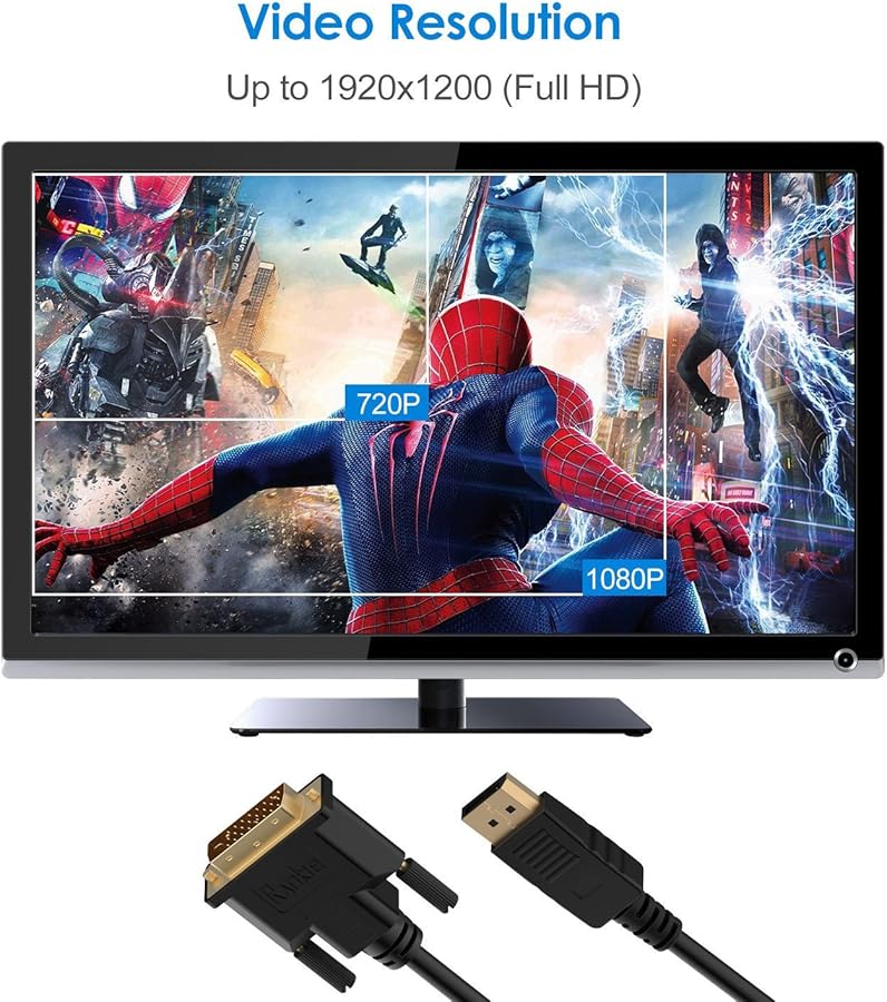 Gold Plated DP to DVI Cable 6 Feet DisplayPort to DVI Monitor Adapter Cord - Image 3