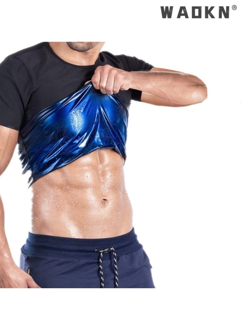 Mens Sauna Vest Tank Top Fitness Body Shaper Slimming Vest Slimming Shapewear Compression Waist Trainer Body Top Shapewear Slimming T-Shirt Short Sleeve Workout Accessories Suit Sauna