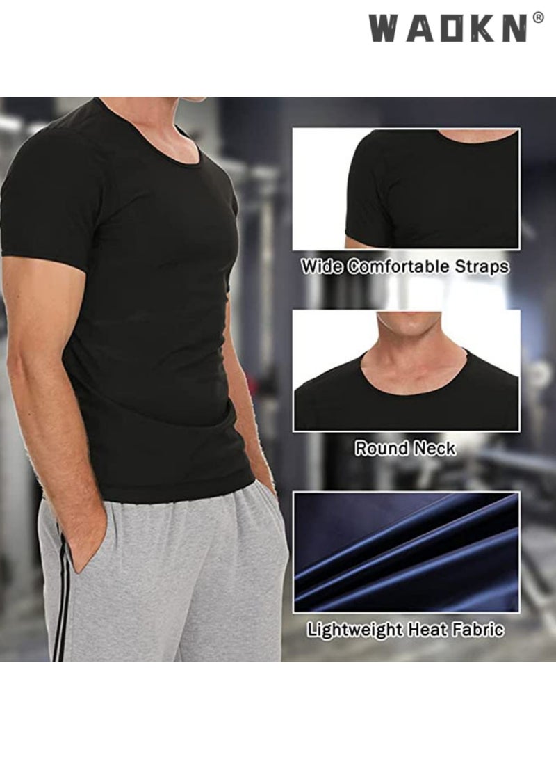 Mens Sauna Vest Tank Top Fitness Body Shaper Slimming Vest Slimming Shapewear Compression Waist Trainer Body Top Shapewear Slimming T-Shirt Short Sleeve Workout Accessories Suit Sauna