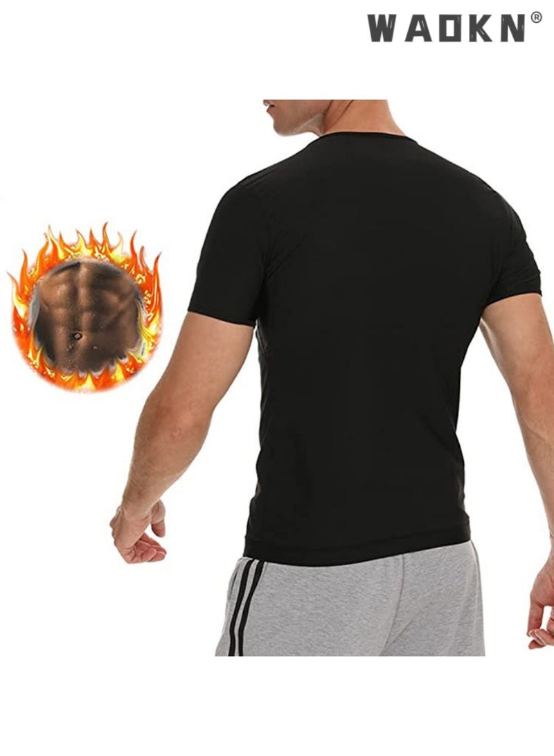 Mens Sauna Vest Tank Top Fitness Body Shaper Slimming Vest Slimming Shapewear Compression Waist Trainer Body Top Shapewear Slimming T-Shirt Short Sleeve Workout Accessories Suit Sauna