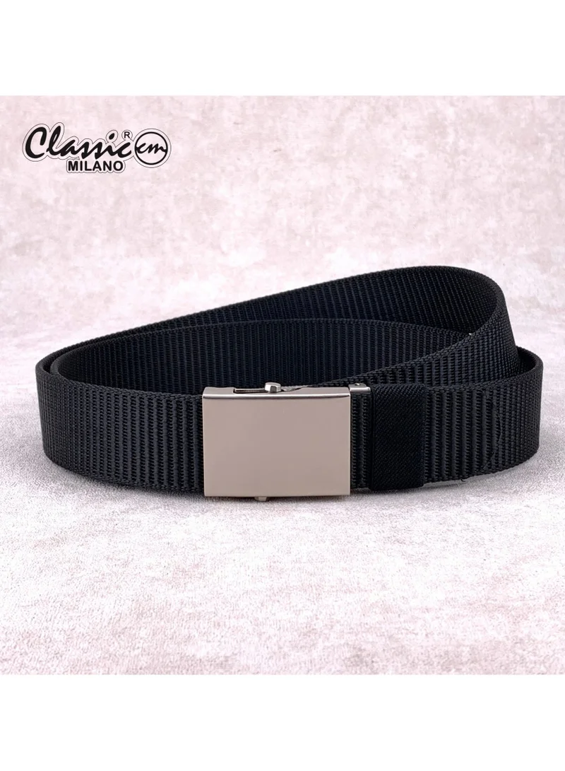 Classic Milano Nylon Web Belt for Men & Women – Tactical Adjustable No Holes Canvas Belt for Golf & Hiking with Metal Buckle, Heavy-Duty Casual Belt with Gift Box