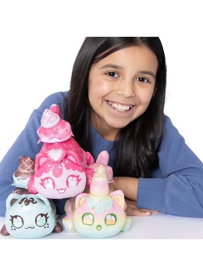Aphmau MeeMeow 6-Inch Plush 3-Pack – Sparkle Ice Cream Collection, Mystery Blind Box Soft Stuffed Cat Toys for Kids & Gamers - Image 1
