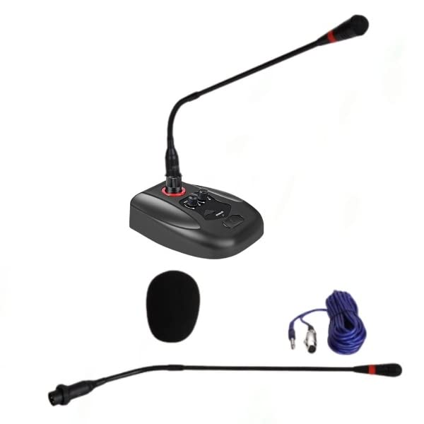kh Desktop Gooseneck Wired Microphone with Echo Button and Volume Control Button, Condenser Mic with Pop Filter - XLR to 1/4, for Karaoke, Conference, Studio Audio Recording - Image 5