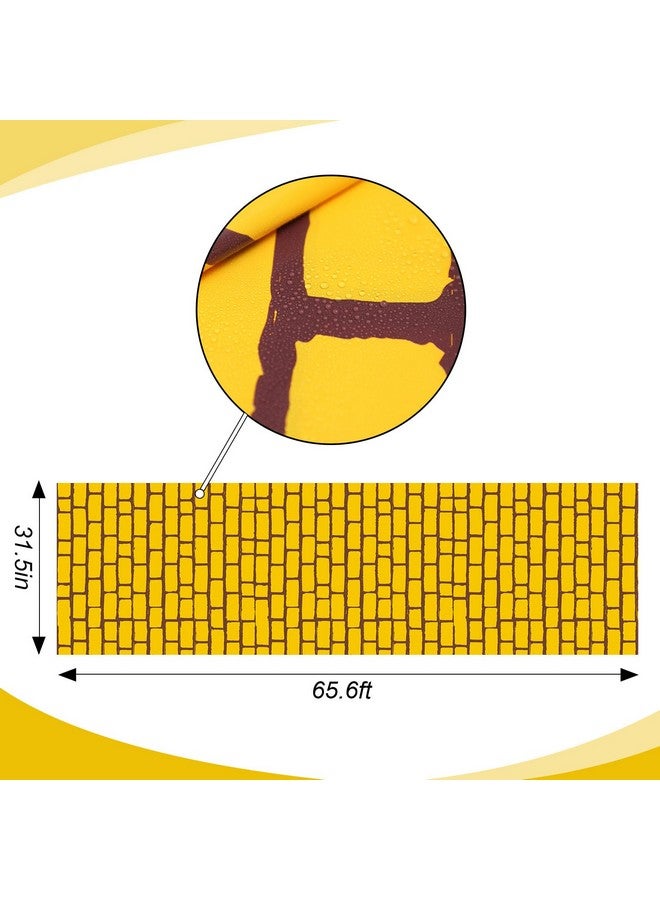 TaoBary سجادة أرضية بطول 31.5 بوصة × 65.6 قدم من الطوب مع خلفية جدار من الطوب، زينة للأميرات، طريق من الطوب لحفلة تنكرية للسحرة في الهالوين - Image 2