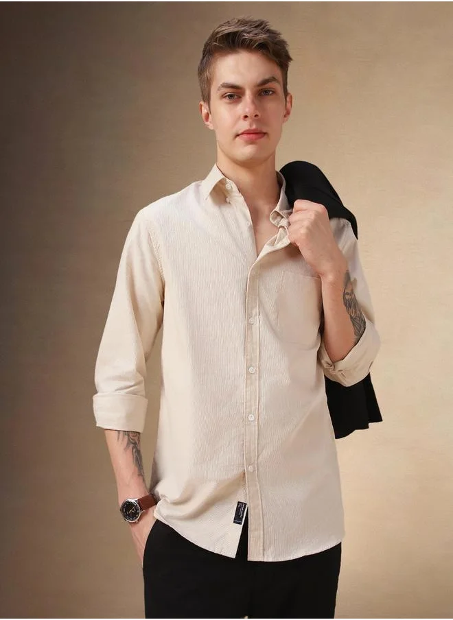 دينيس لينغو Solid Relaxed Fit Spread Collar Shirt by Styli
