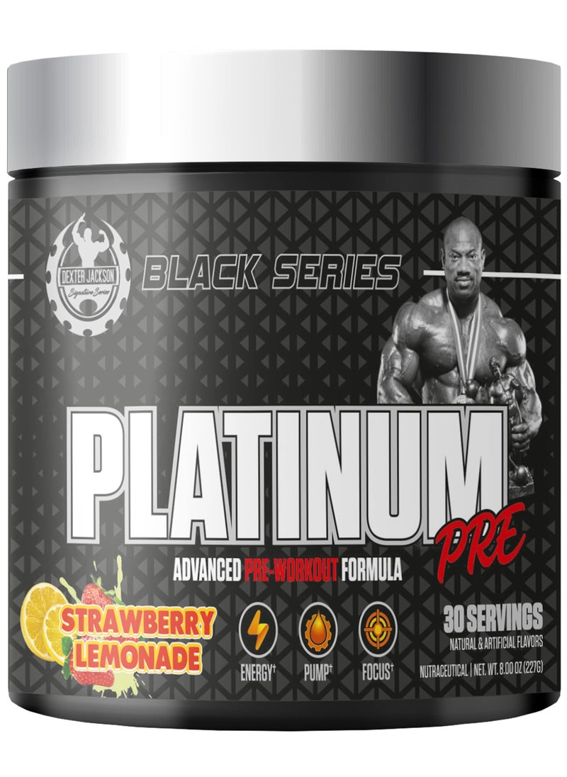 DEXTER JACKSON Black Series Platinum Pre Advanced Pre Workout Formula - Enhanced Performance & Pump (Strawberry Lemonade)  - Image 1
