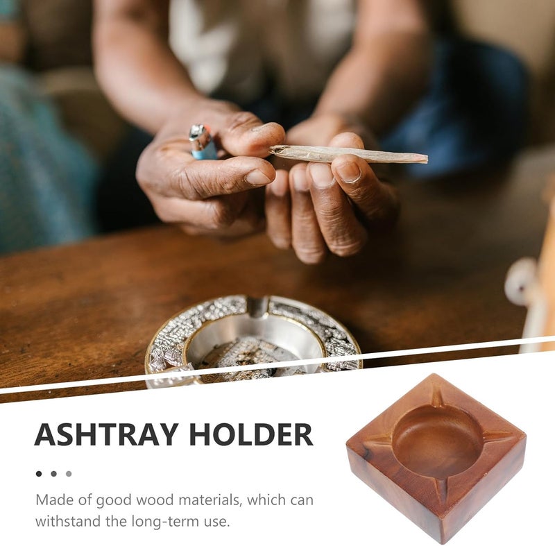 Lurrose Wooden Ashtray Large Vintage Ash Holder Nordic Style Cool Ashtray for Household Use Home Office Tabletop Decor with Portable Design - Image 3