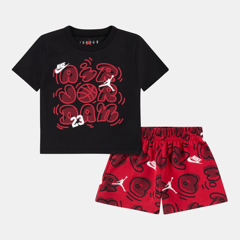 نايكي Kids' Movement Lines T-Shirt and Shorts Set