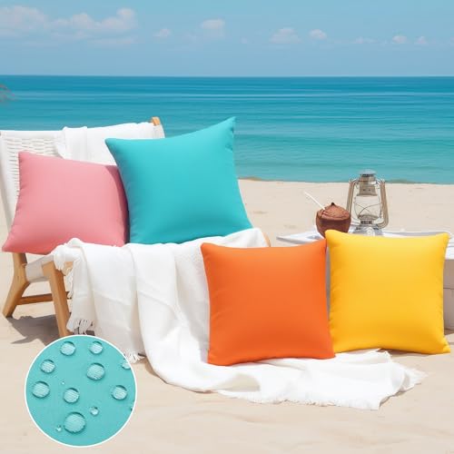 fauson Outdoor Pillow Covers 18x18 Set of 4 Outdoor Waterproof Decorative Throw Pillow Covers for Garden Patio Tent Balcony Bench Couch Sofa - Image 3