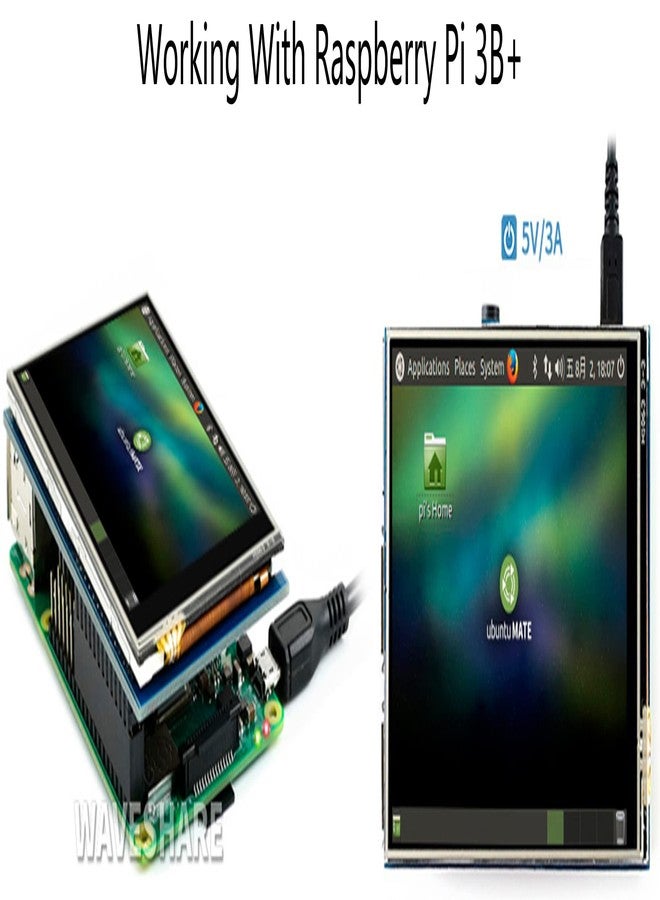 Waveshare 3.5" Resistive Touch Screen IPS LCD 480x320, XPT2046 Controller, Compatible with Raspberry Pi 5/4B/3B+/3B/2B/A+/B+/Zero W/Zero 2W - Image 5