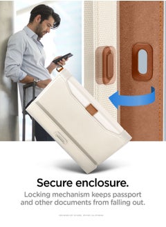 Spigen Passport Cover Holder Card Wallet Travel Documents Organizer Protector Accessories with RFID Blocking Technology SIM Card Pin Included - Dune Beige  - Image 5