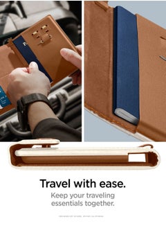 Spigen Passport Cover Holder Card Wallet Travel Documents Organizer Protector Accessories with RFID Blocking Technology SIM Card Pin Included - Dune Beige  - Image 2