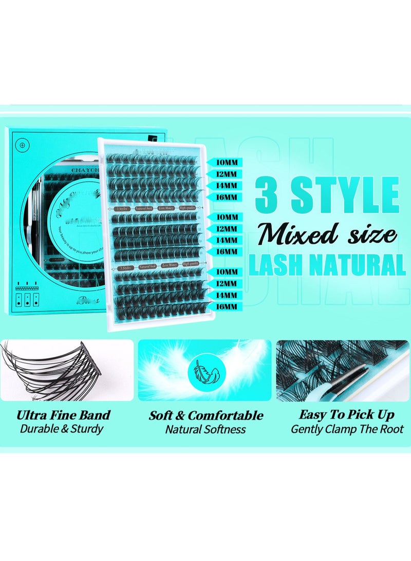 Bond 148Pcs Self Adhesive Eyelashes Kit, False Eyelashes 12 Rows Press On Lashes Pre Glued Eyelash Clusters Self Stick Cluster Lashes No Glue No Remover Needed DIY Lash Extension Kit for Beginners - Image 5