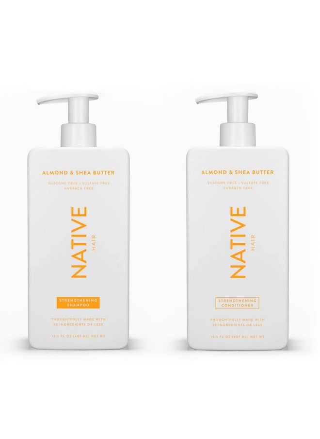 native Shampoo And Conditioner Set Sulfate Free Paraben Free Dye Free With Naturally Derived Clean Ingredients 16.5 Oz (Almond & Shea Butter Strengthening) 1.31 Pounds  - Image 1