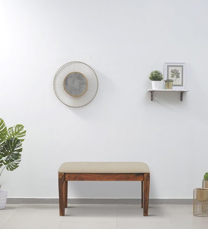 Streema Art Streema art Furniture Solid Wooden sheesham Dining Bench for Dining Room Living Room Wooden Bench for Seating 2 Person Wooden Bench Home Furniture Teak Finish  - Image 1
