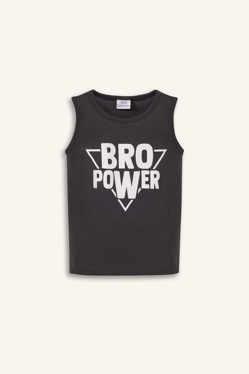 DeFacto Baby Boy Crew Neck Slogan Printed Tank Top