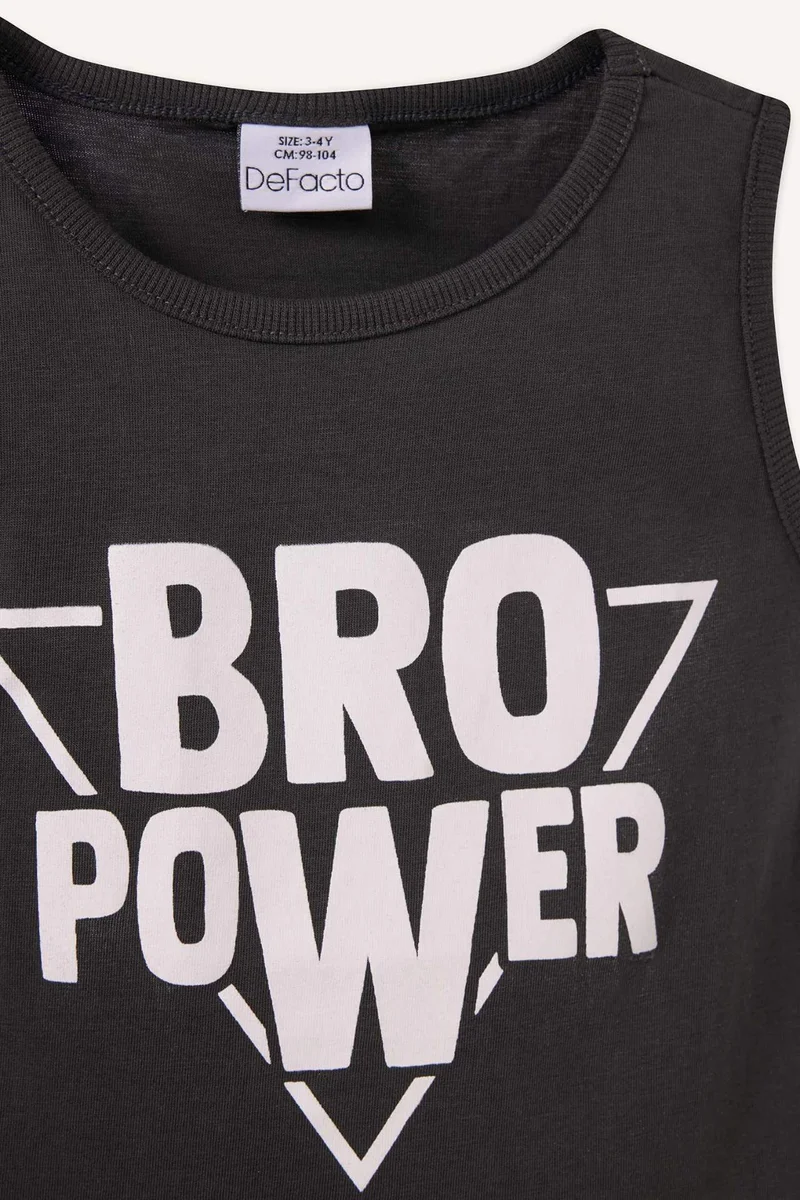 DeFacto Baby Boy Crew Neck Slogan Printed Tank Top