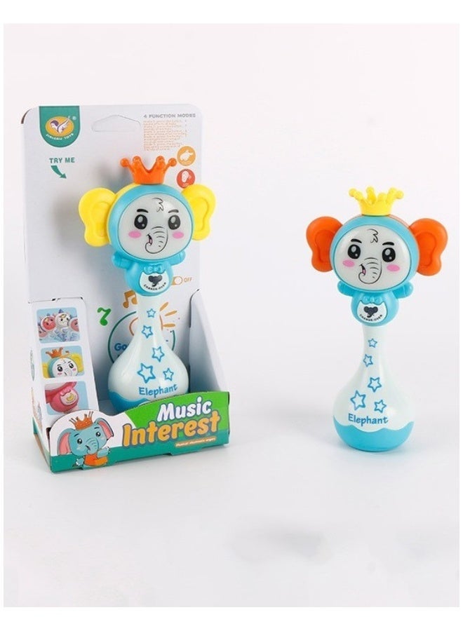 DAT Light-Up Baby Rattle Elephant Musical Toy with Fun Sounds, Flashing Lights, BPA & Phthalate Free, Easy-Grip Handle, Blue, for Infants - Image 5