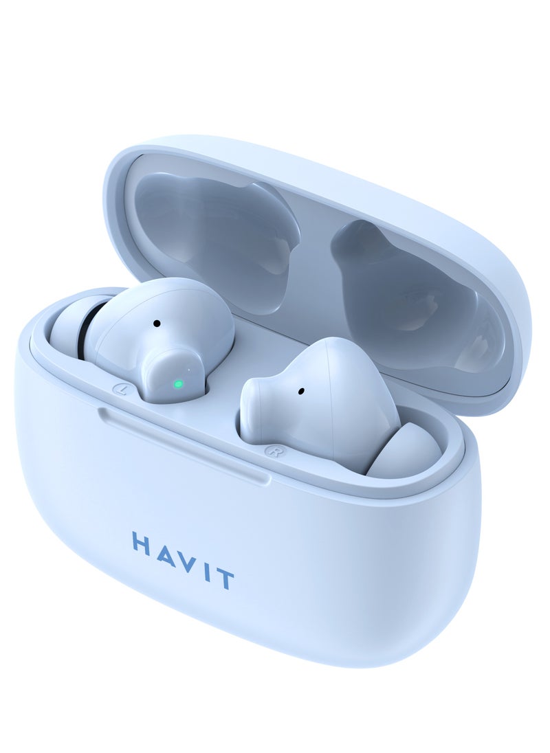 havit - True Wireless Stereo Earbuds with Bluetooth 5.1 - Stylish Design, 10mm Dynamic Drivers for Powerful Sound, Touch Control Features, Long Battery Life for Uninterrupted Listening, Comfortable Fit for Daily Use - Perfect for Music, Calls, and Workouts (Blue) - Image 1