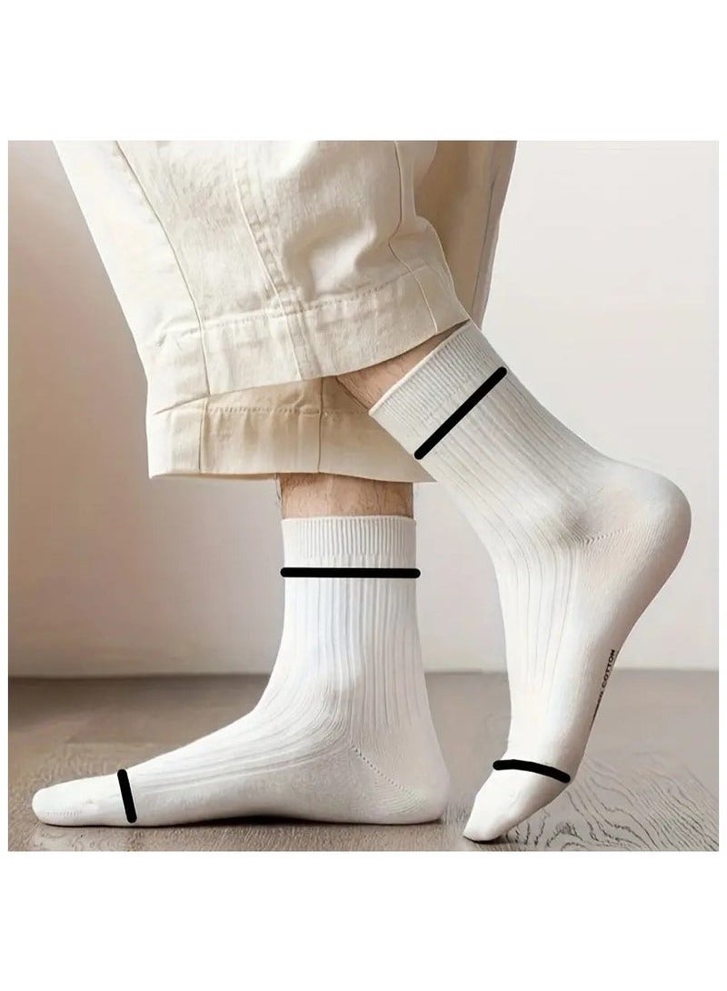 5 أزواج من الجوارب الرجالية المتينة واللطيفة على البشرة، جوارب رياضية مناسبة لفصل الخريف والشتاء - Image 4