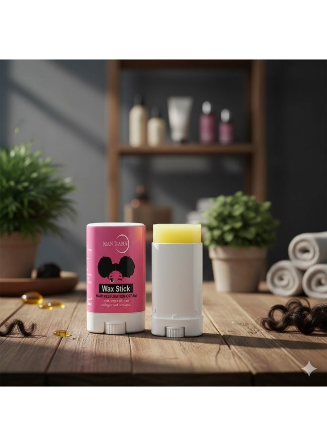 Mandara Wax Stick 35g for Hair Styling and Skin Hydration with Argan Oil, Honey, and Collagen Extracts – Hold & Shine - Image 4