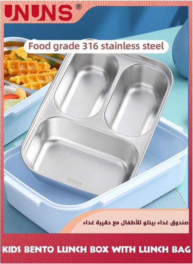 يو إن يو إن أس Lunch Box For Kids Adult,Bento Luch With Cutlery Set, Stainless Steel Interior And Insulation,Easy Meal Prep School Matching Bag,Microwaveable,Leakproof,Portable,Blue - Image 5