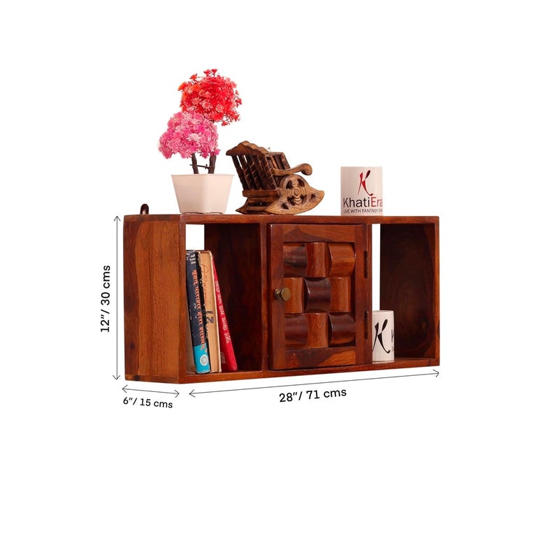 SheeshamCraft SheeshamCraft Zenith Hanging Solid Wood WallshelfBookshelf Natural Wood with Matte Finish ReadytoUse Natural Honey Oak  - Image 2