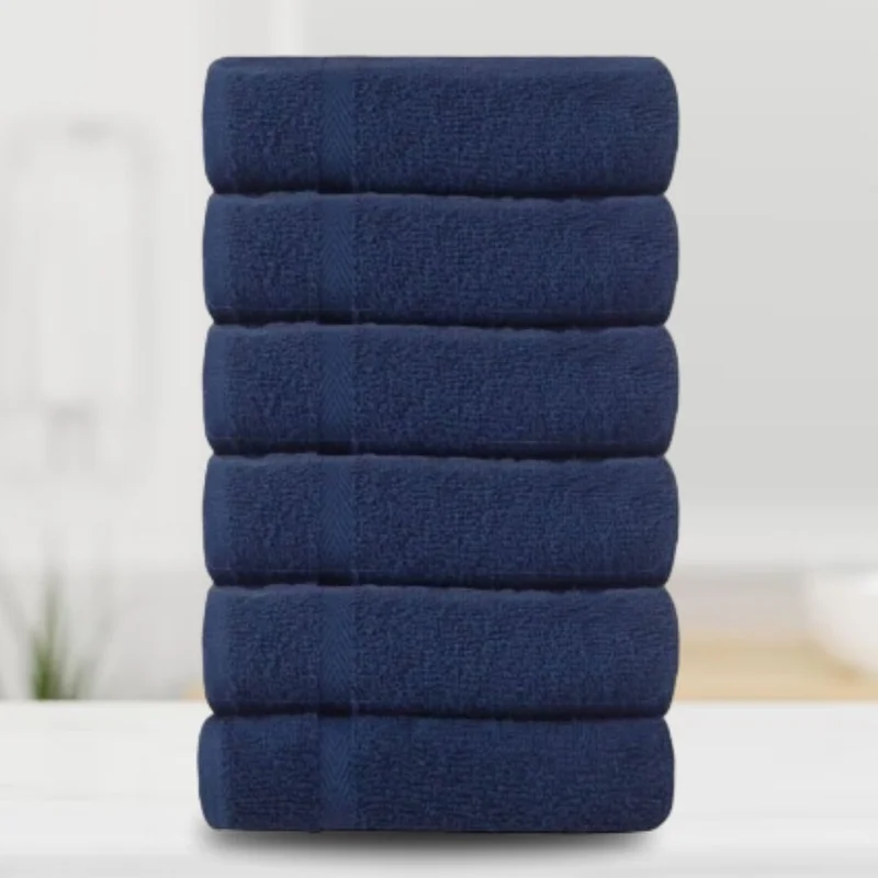 Efabrika Leora Cotton 6 Piece 30X30 Hand/Guest Towel Set - Navy Blue