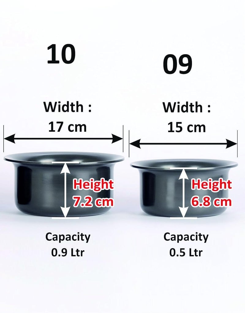 Sumeet 3mm Hard Aluminium Anodized Nonstick Tope (Pot) set of 2pc (No.9 - No. 10) (500Ml - 1Ltr.) | Black - Image 4